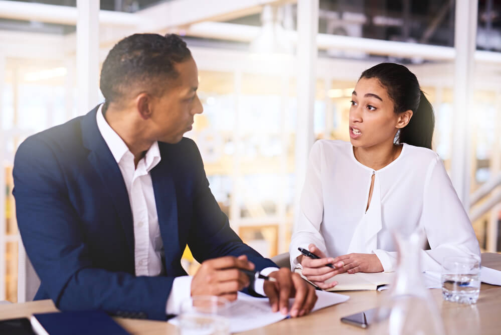 entrepreneurial woman making a business proposal to wealthy male investor